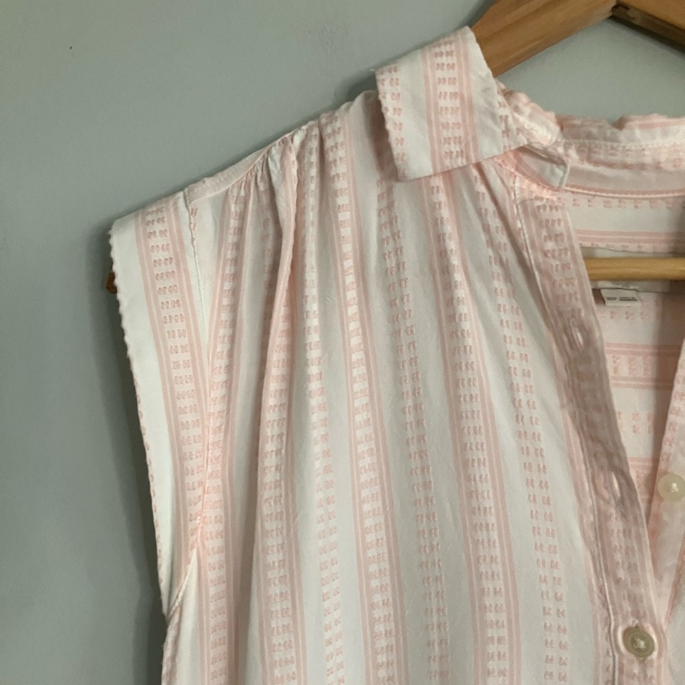 LOFT White and Pink Light Weight Cap Sleeve Tank Shirt Dress Size XSP - Picture 3 of 10